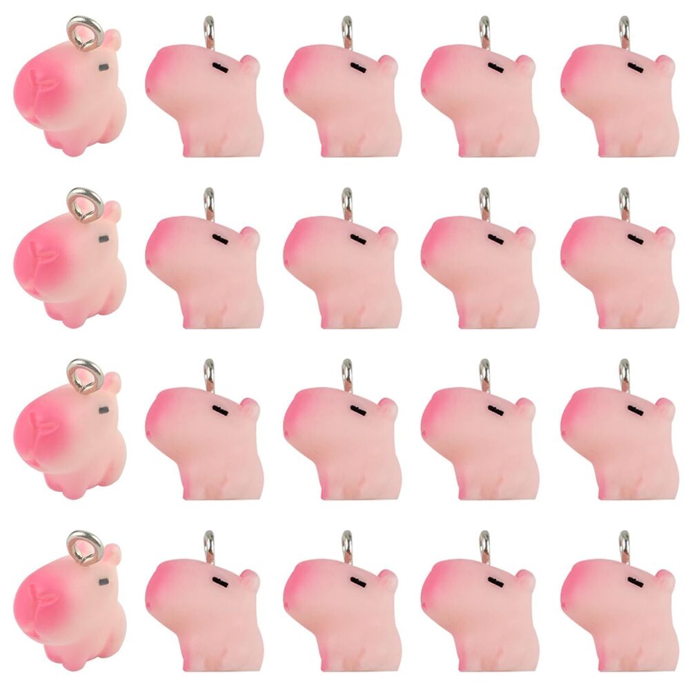 9863 20Pcs Cute Pink Capybara Resin Charms 3D Animal Pendant Charms for DIY